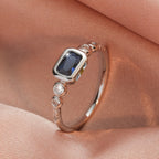 Rectangular Blue Zirconia Ring