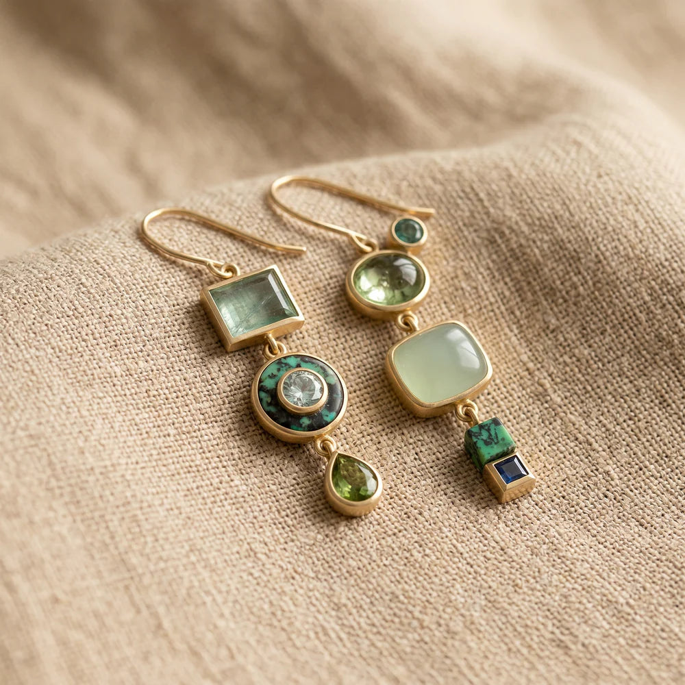 Graceful Green Stone Earrings