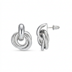 Statement Interlocking White Gold Earrings
