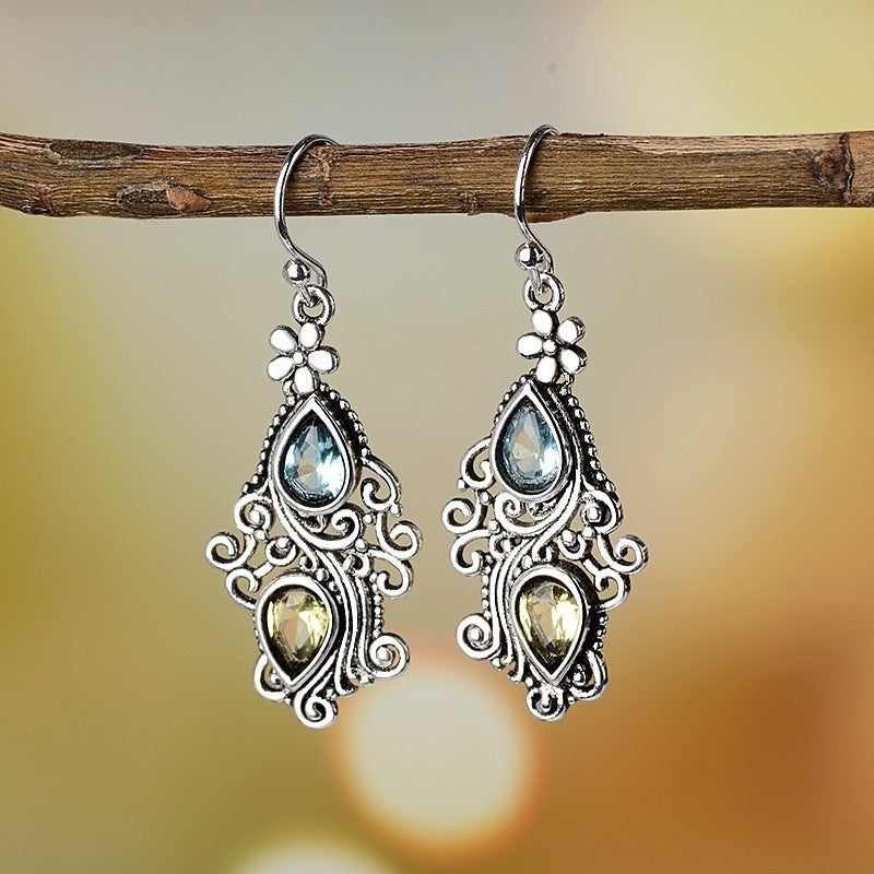 Pear Crystal Boho Earrings