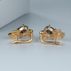 Oval Cut Stone Leaf Earrings