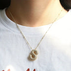 Bubble Letter White Gold Initial Necklace
