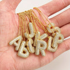 Bubble Letter Gold Initial Necklace