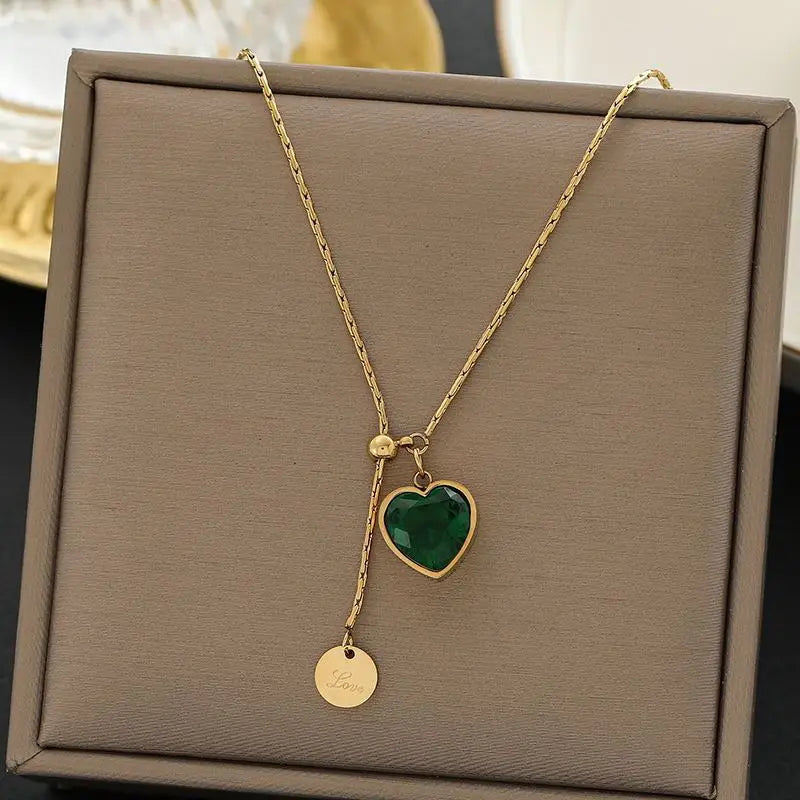 Juliette Veyron Emerald Heart Necklace