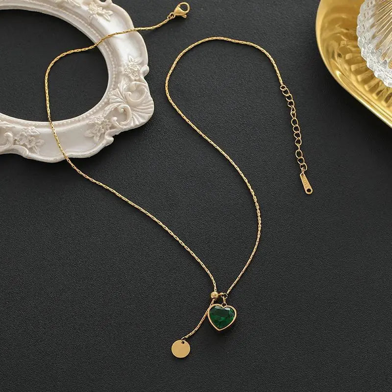 Juliette Veyron Emerald Heart Necklace