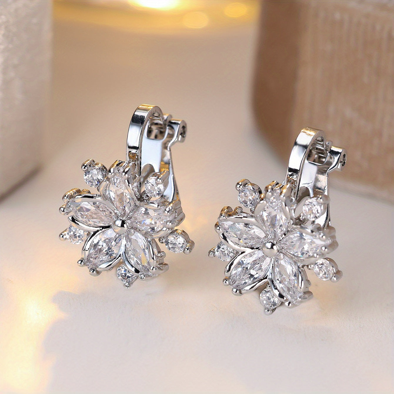 Delicate Blossom Zirconia Earrings
