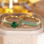 Serena Emerald Duo Ring Gold Set