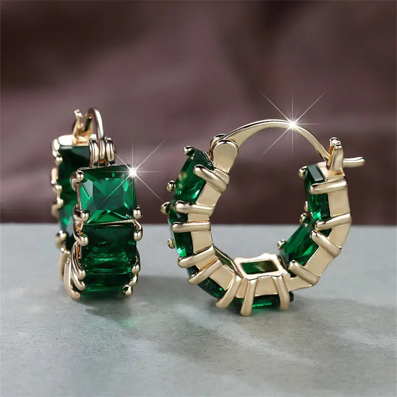 Rowena Emerald Gold Earrings
