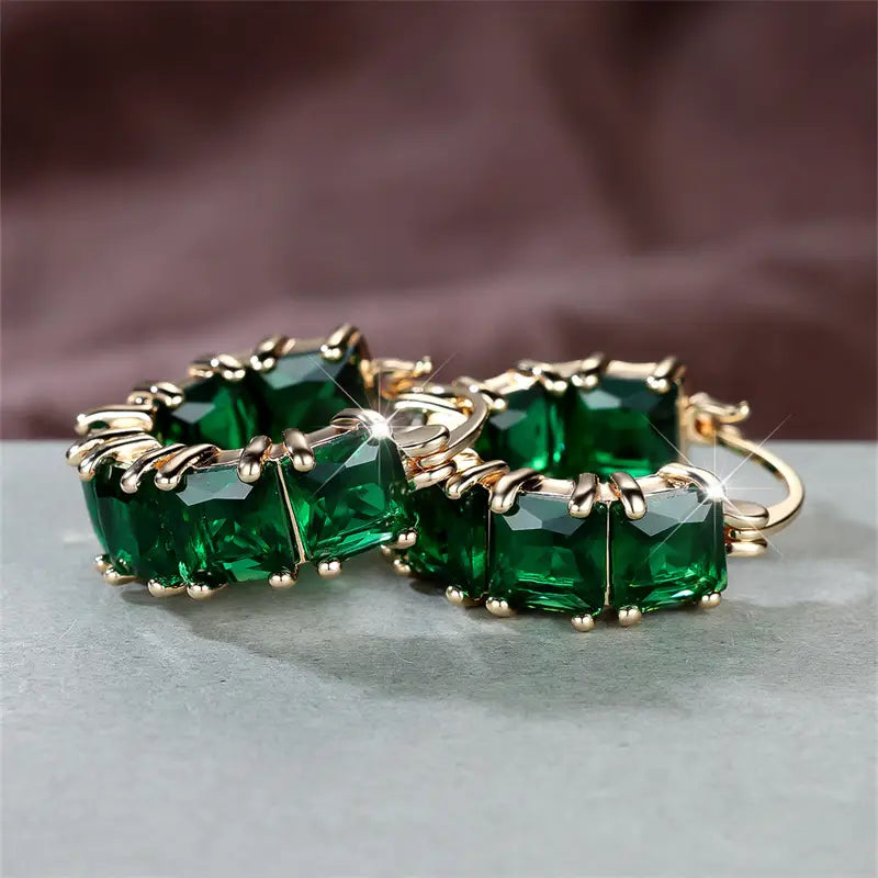Rowena Emerald Gold Earrings