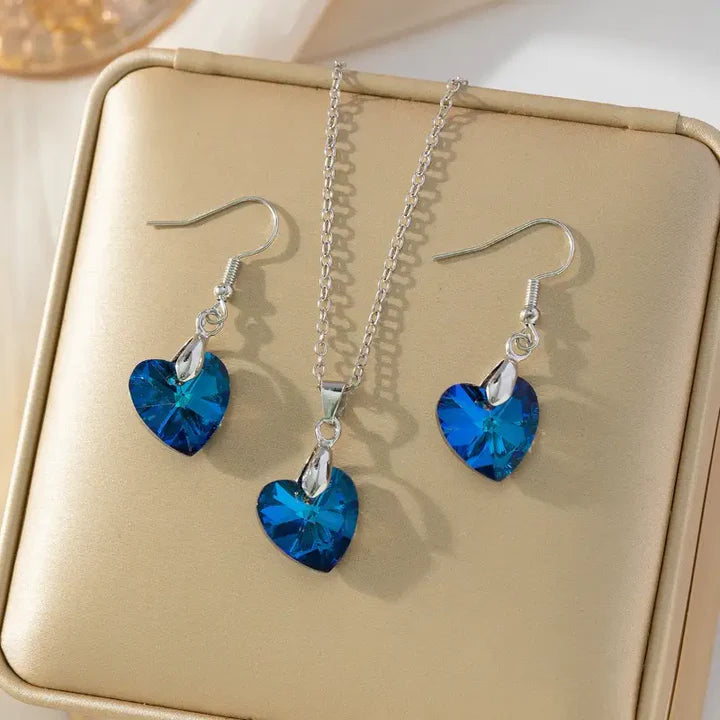 Midnight Sapphire Pendant Stud Set