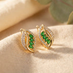 Shimmering Leaf Emerald Crystal Earrings