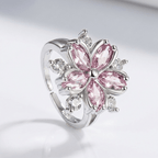 Pink Cherry Blossom Crystal RIng