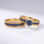 Blue Sapphire Gold Stacking Ring Set
