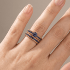 Blue Sapphire Gold Stacking Ring Set