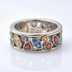 Silver Multi Stone Rainbow Ring