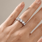 Silver Five Crystals Round Ring