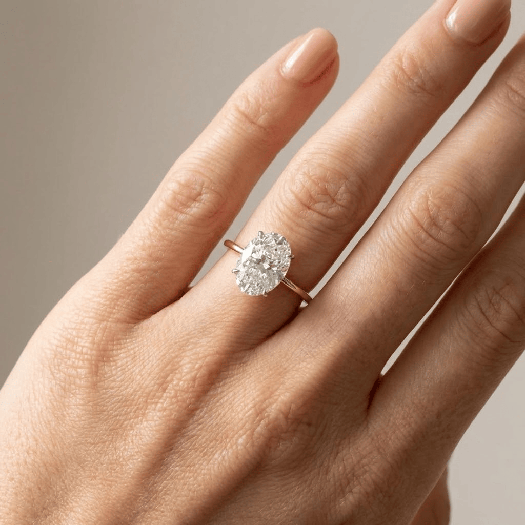 Oval Crystal Solitaire Ring