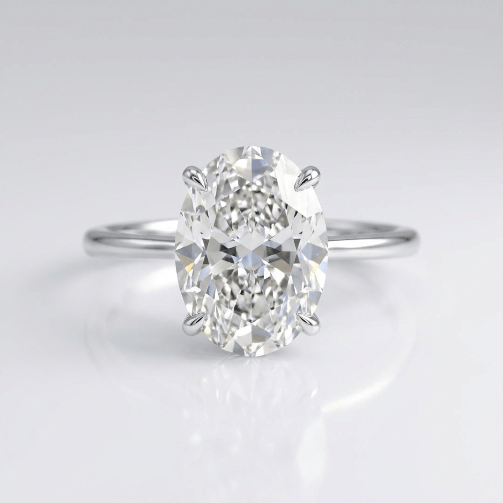 Oval Crystal Solitaire Ring