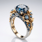 Blue Crystal Flower Exotic Ring