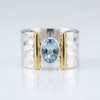 Silver Gold Topaz Modern Ring
