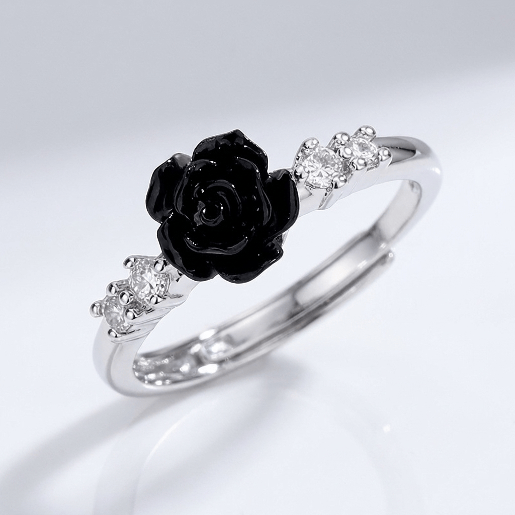 White Gold Rose Zirconia Ring