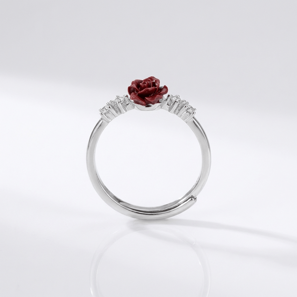 White Gold Rose Zirconia Ring