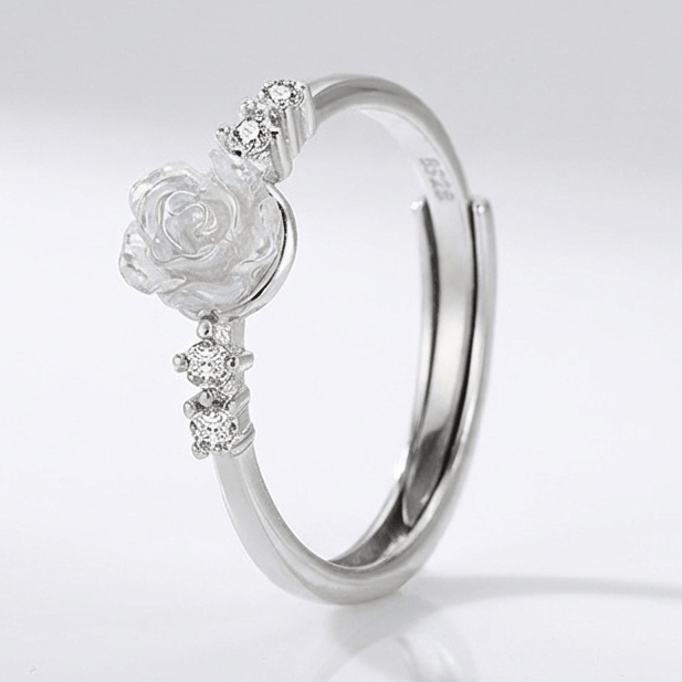 White Gold Rose Zirconia Ring