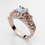 Rose and Zirconia Vintage Ring