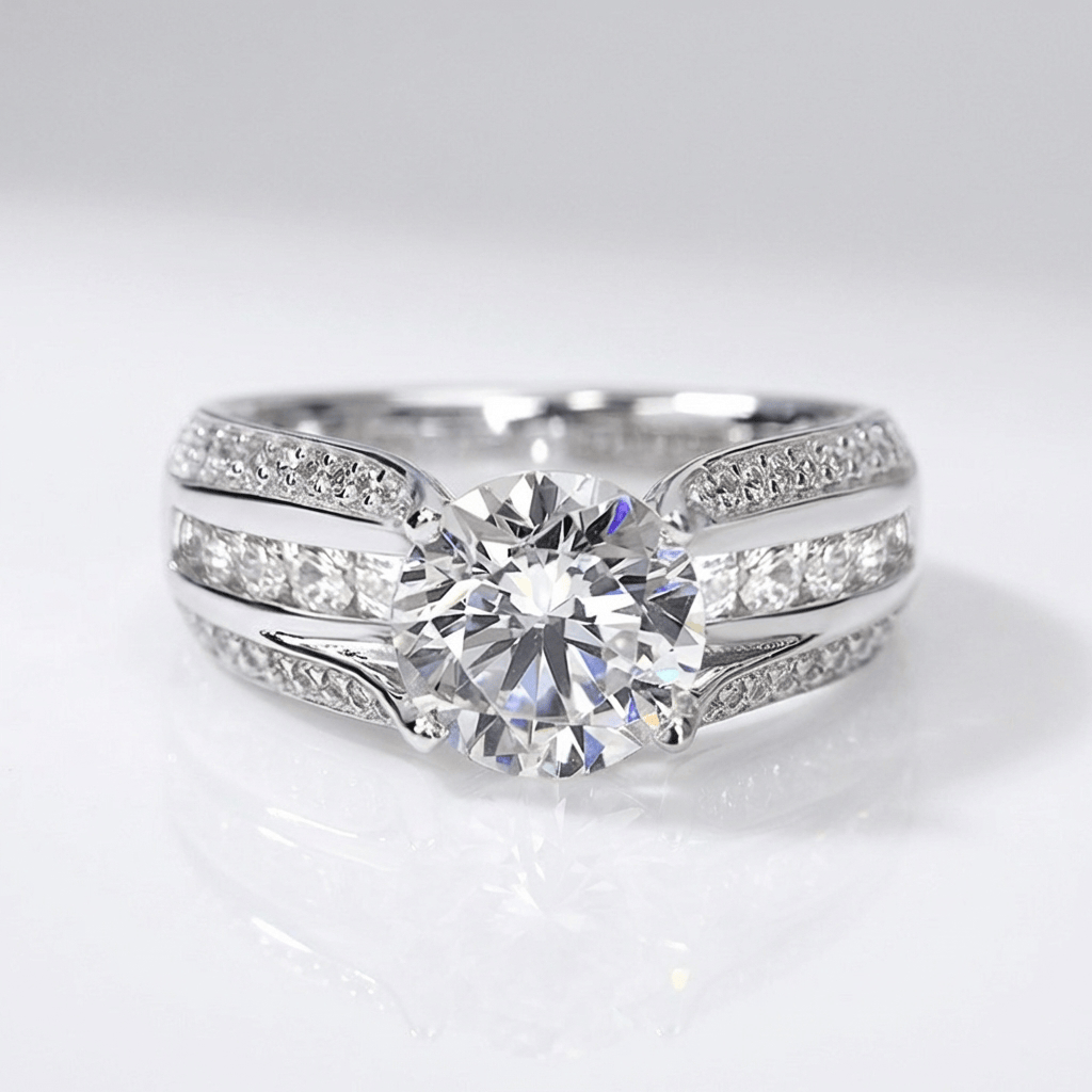 Silver Inlaid Zirconia Pave RIng