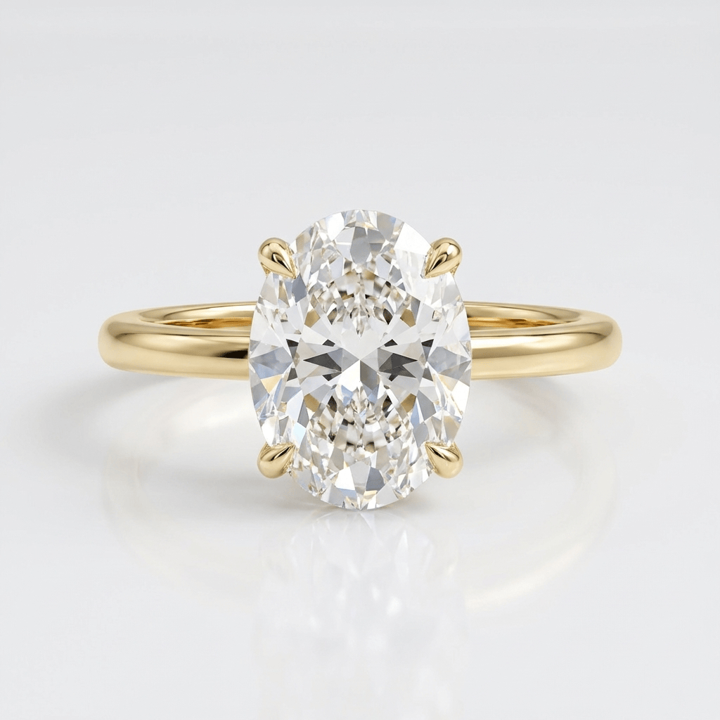Gold Oval Zirconia Solitaire Ring