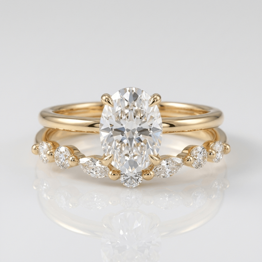 Gold Oval Zirconia Ring Set