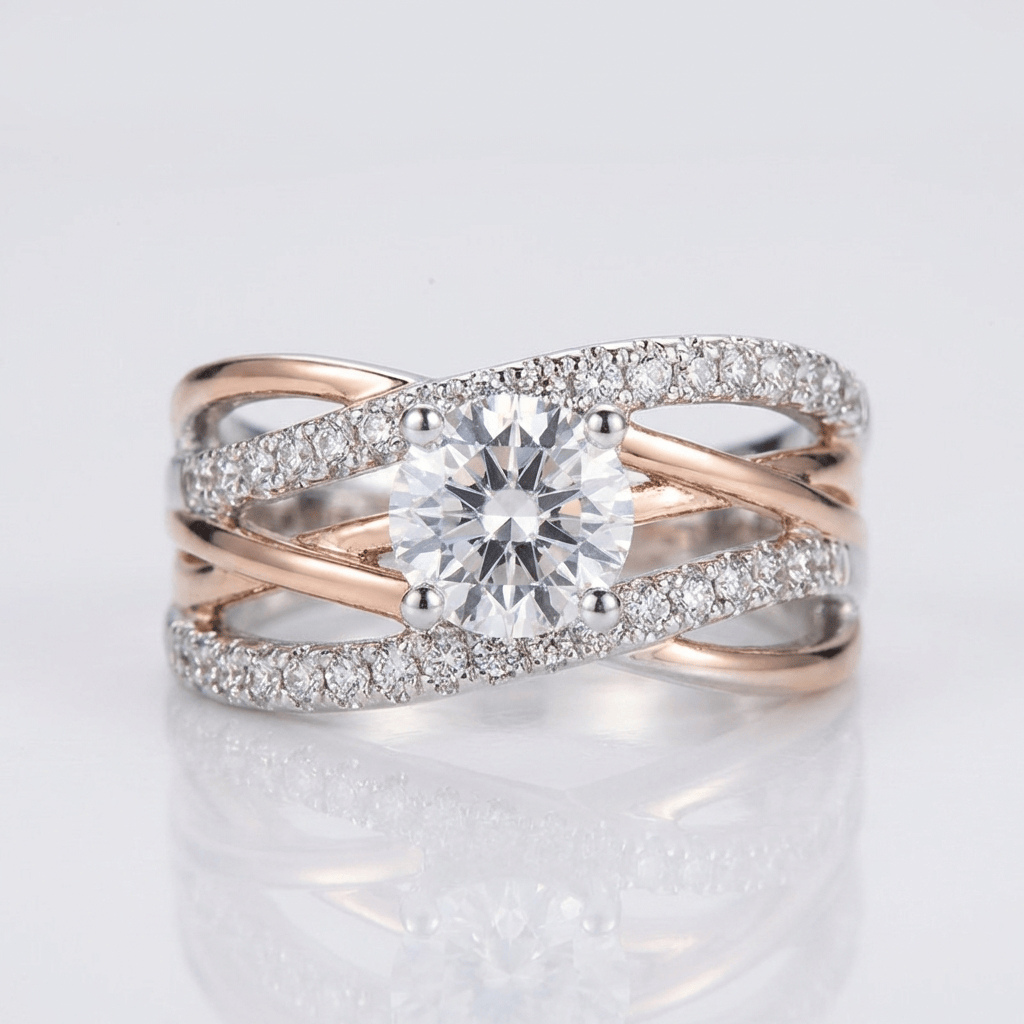 Rose Gold Zirconia Crossover Ring