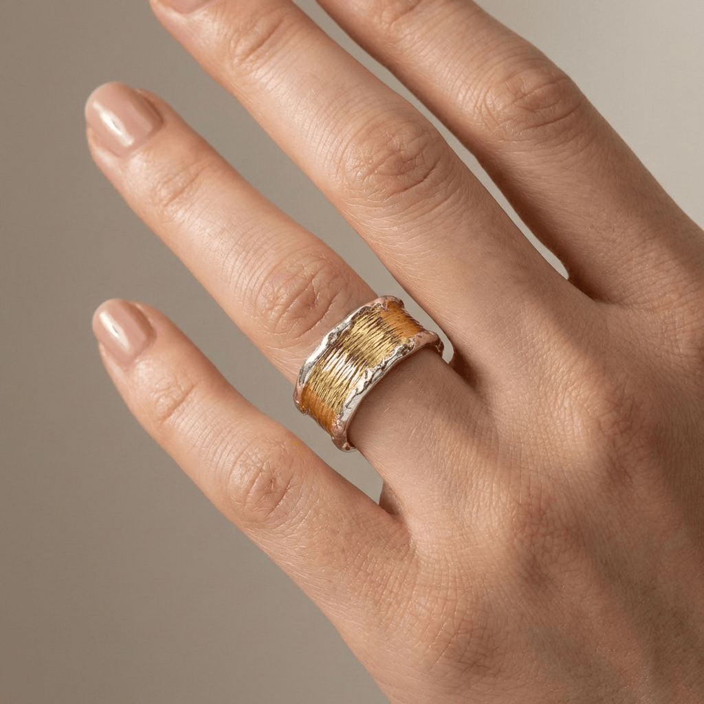 Handmade Gold Silver Two Tone Ring