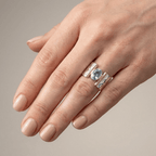 Silver Gold Topaz Modern Ring