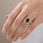 Rose Gold Emerald Halo Ring