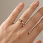 Olive Green Crystal Dainty Ring