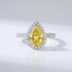 Yellow Pear Zirconia Halo Ring