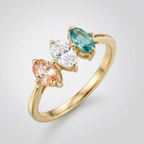 Golden Tri Zirconia Ring