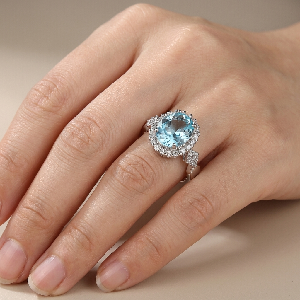 Blue Crystal Horizon Ring