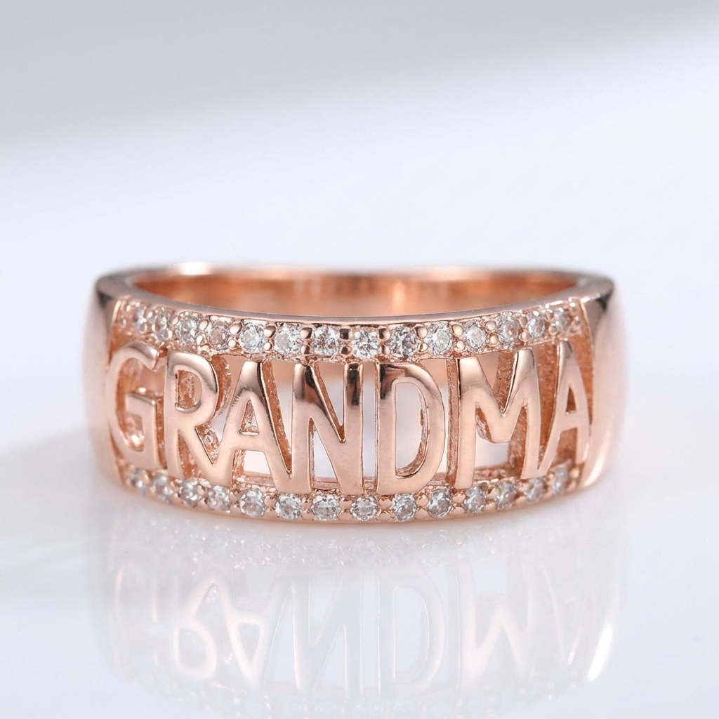 Proud Grandma Inlaid Zirconia Ring