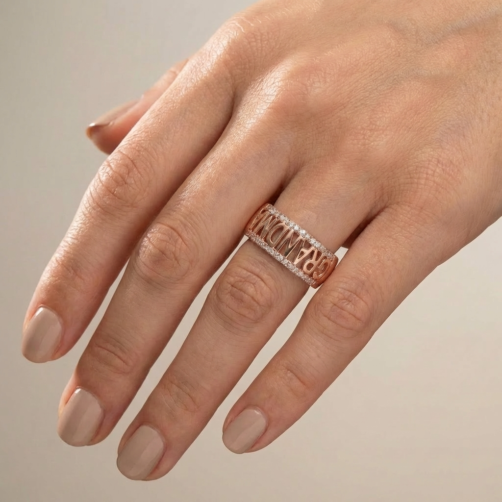 Proud Grandma Inlaid Zirconia Ring