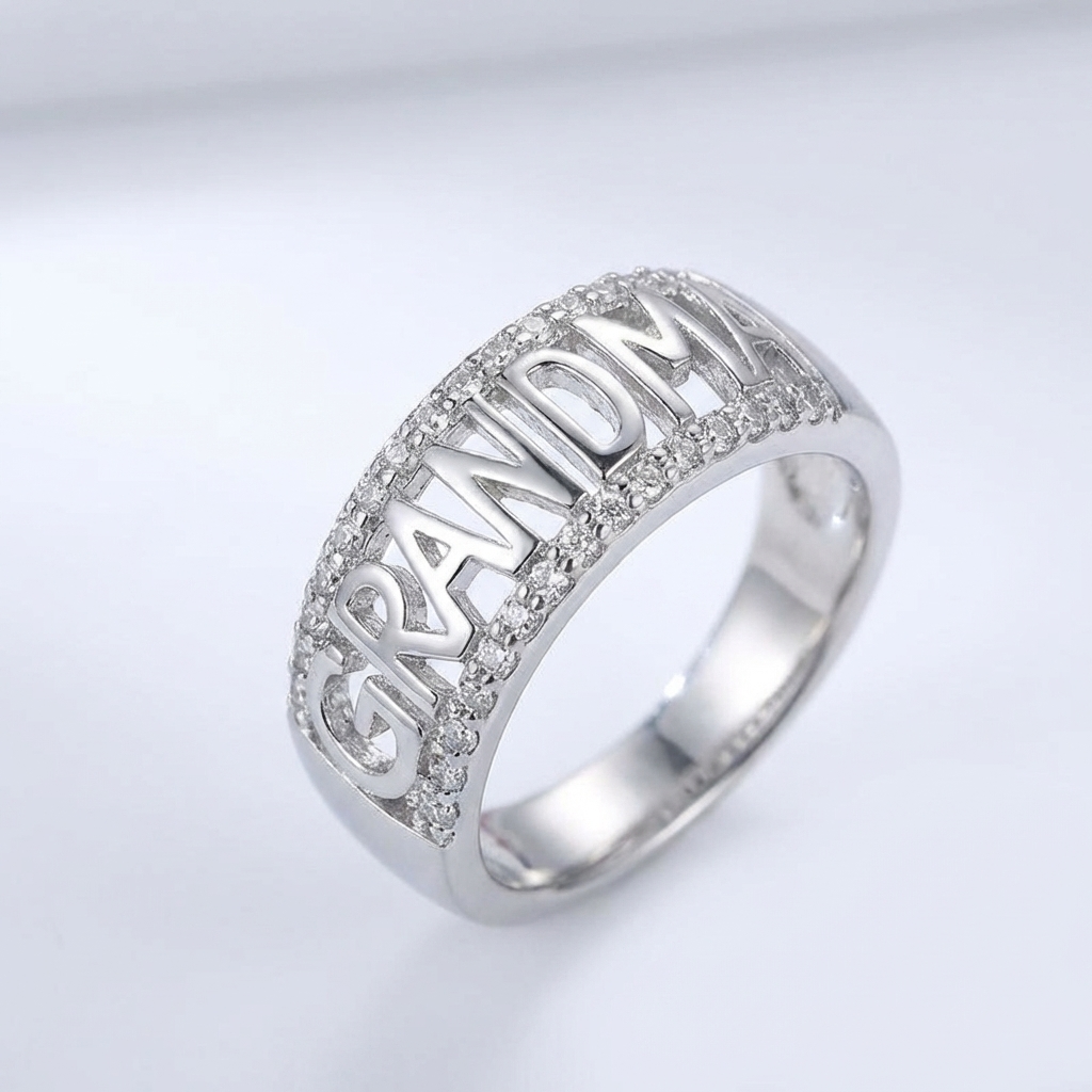 Proud Grandma Inlaid Zirconia Ring