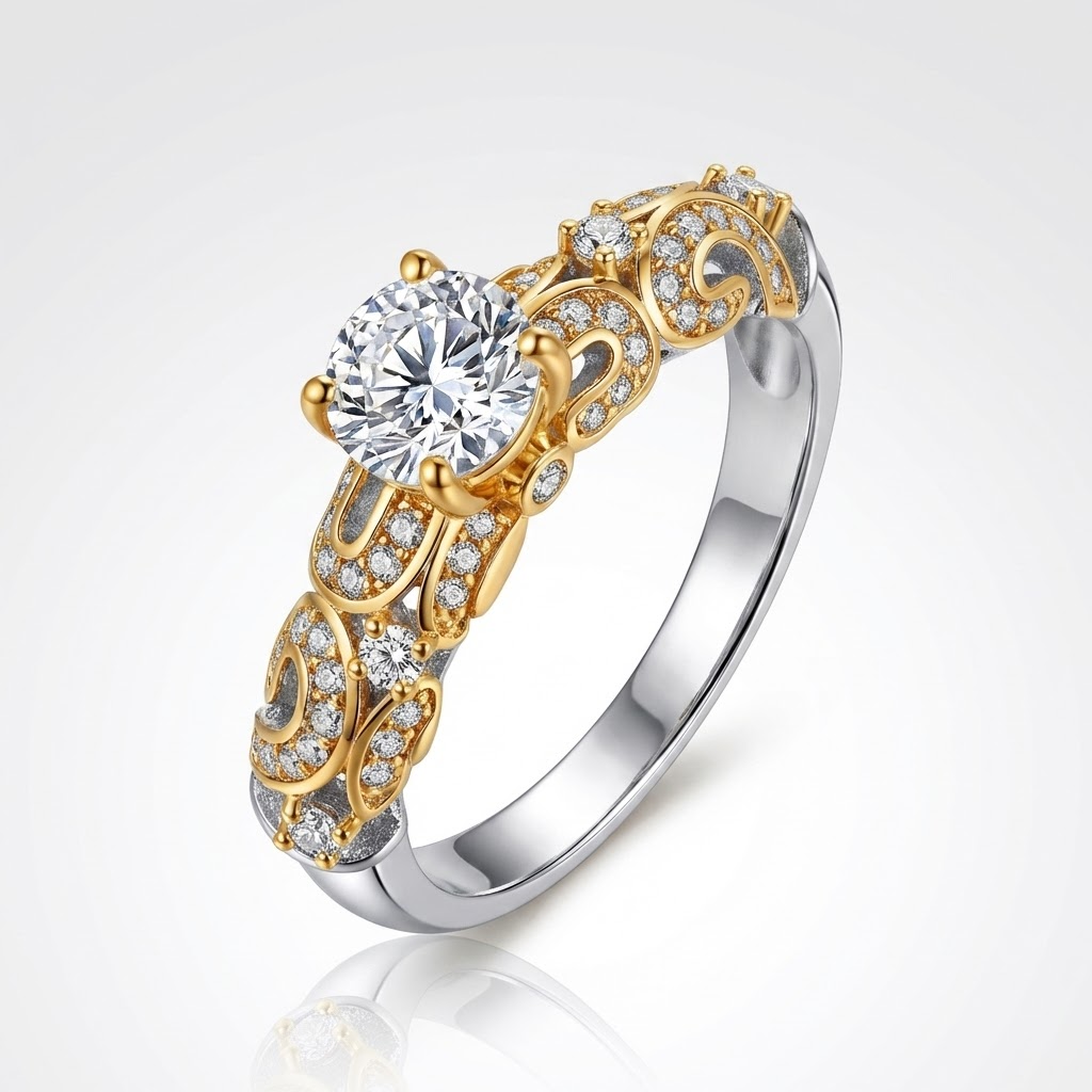 Gold Crown Inlaid Ring