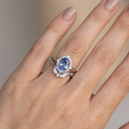 Blue Zirconia Frozen Leaf Ring