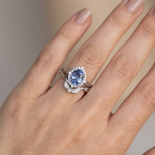 Blue Zirconia Frozen Leaf Ring