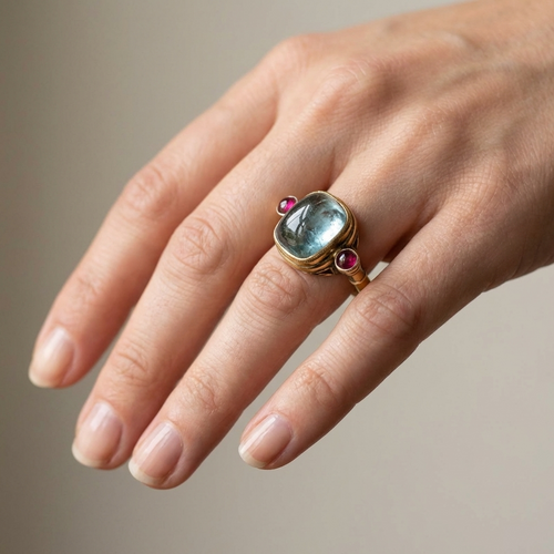 Aqua and Ruby Ring