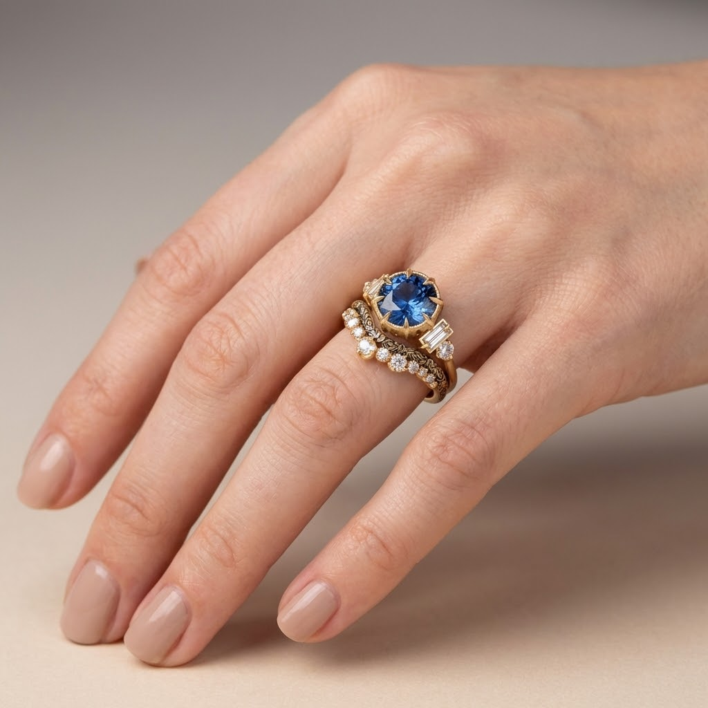 Vintage Sapphire Golden Ring