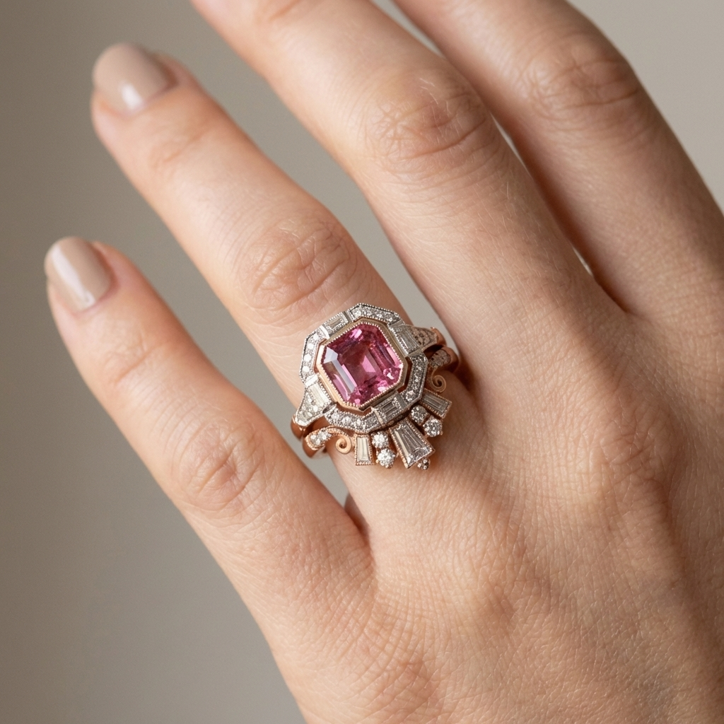 Pink Zirconia Empress Ring