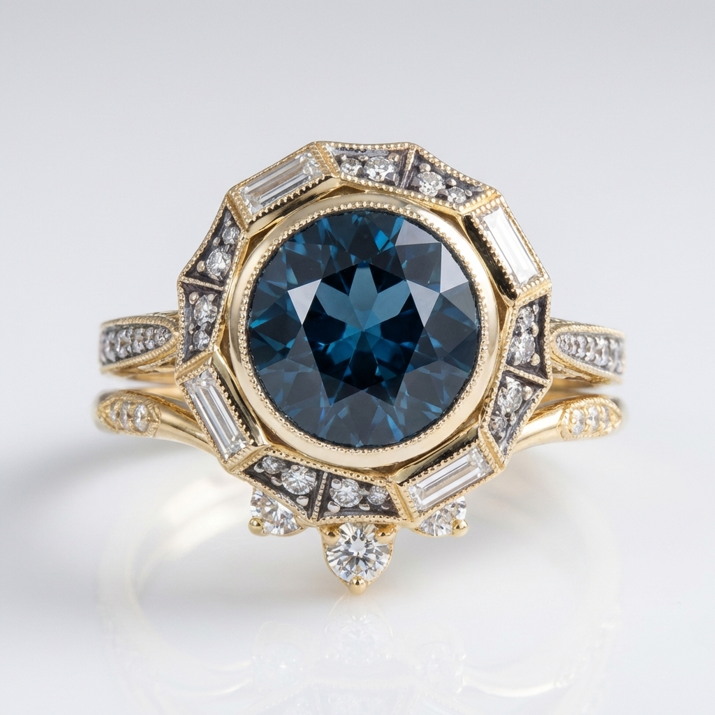 Blue Crystal Compass Ring