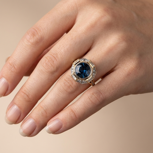 Blue Crystal Compass Ring